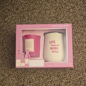 Joyward Pink and White Wine Tumbler and Candle Set